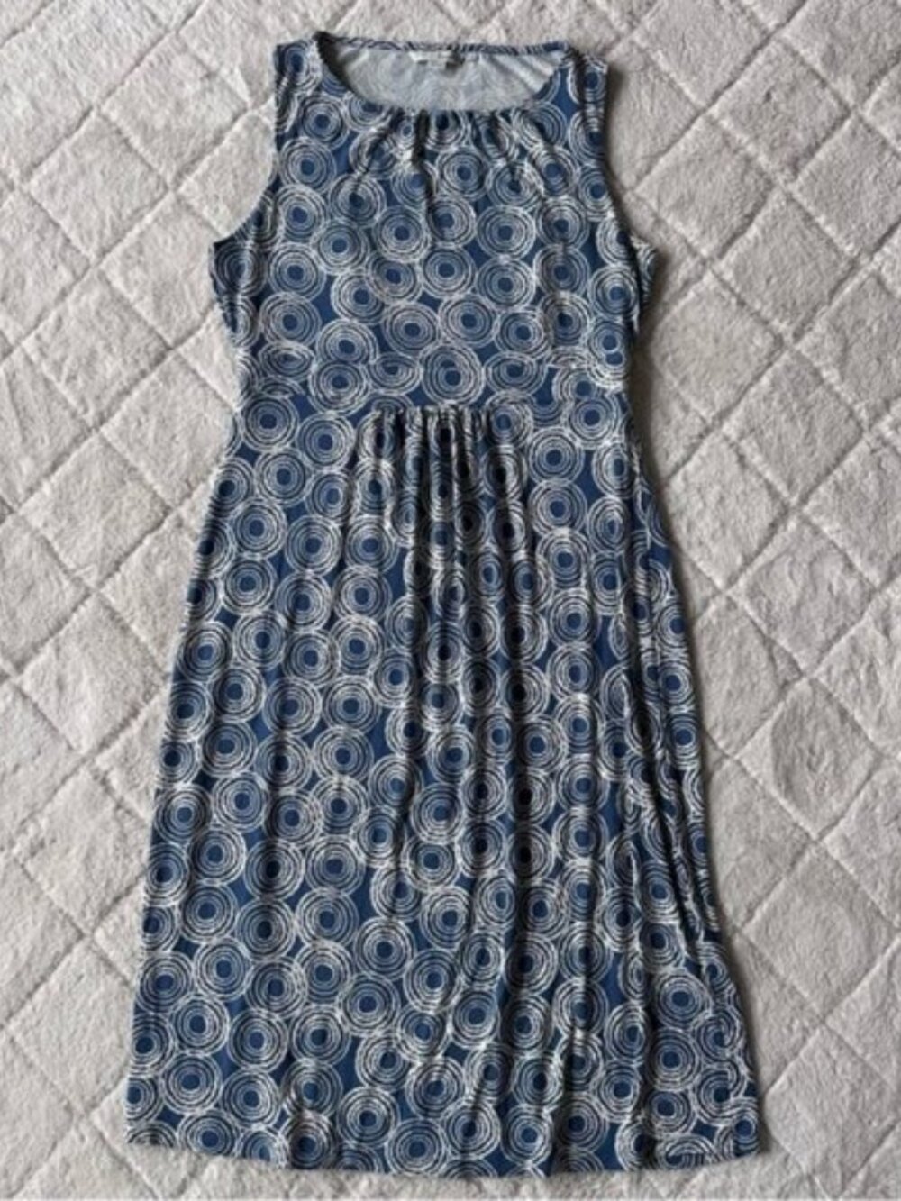 Boden | Blue Circle Print Jersey Knit Dress | Size 10L - Picture 4 of 13